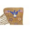 Image 2 : Magnificent beaded pair of trade cloth lined  gauntlets with American Eagles and Flags; The  best a 