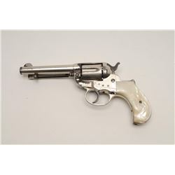 Important historic Colt Model 1877 DA  revolver, .41 caliber, 4.5” barrel, nickel  finish, pearl gri