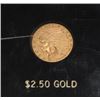 Image 1 : U.S. Indian Head $2.50 gold piece dated 1909  in old holder; good luster; not graded; from  a collec