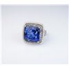 Image 2 : Show Stopping 21.50 carat Blue Sapphire and  Diamond Ring featuring stunning square  diffused cushio