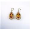 Image 2 : Spectacular 30.00 carat Citrine and Diamond  Dangle Earrings featuring 2 richly colored  Extra FINE 