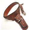 Image 3 : Visalia Saddlery Company gun rig carved in  California pattern with silver buckles and  keepers for 