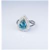 Image 3 : Dazzling Fine Blue Zircon and Diamond Ring  with pear shaped halo style setting featuring  an approx