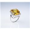 Image 1 : Dramatic Citrine and Diamond Ring featuring a  checkerboard cut citrine weighing approx.  25.00-30.0