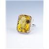 Image 2 : Dramatic Citrine and Diamond Ring featuring a  checkerboard cut citrine weighing approx.  25.00-30.0