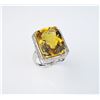 Image 3 : Dramatic Citrine and Diamond Ring featuring a  checkerboard cut citrine weighing approx.  25.00-30.0