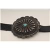 Image 2 : Old pawn sterling silver concho belt circa  1930-40s in near perfect condition with  replaced leathe