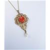 Image 2 : Antique Edwardian Coral and Seed Pearl  Pendant with a delicately detailed floral  design featuring 