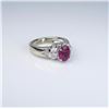 Image 2 : Vivid Pink Tourmaline and Diamond Ring  featuring an oval 2.00 carat  pink tourmaline  accented with