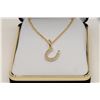 Image 3 : One 18k yellow gold horseshoe pendant set  with 0.5ct of fine diamonds with a 20inch  link chain. Es