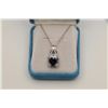 Image 1 : One custom made approx 2ct blue sapphire  pendant made in 14k white gold set with 14  round diamonds