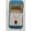 Image 2 : One custom made approx 2ct blue sapphire  pendant made in 14k white gold set with 14  round diamonds