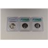 Image 1 : Lot of 3 Franklin Dollar 50C all graded. 1. 1961 ICG slab-graded PR65 2 1961 ICG slab-graded PR65 3.