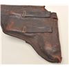 Image 7 : Lot of 3 items including large leather flap  holster with attached magazine pouch in  well-worn cond