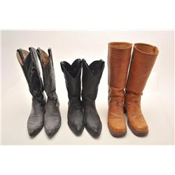 Lot of 3 pair of ladies cowboy boots  including a pair of Frye hightops, size 7.5  B; a pair of Tony