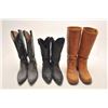 Image 1 : Lot of 3 pair of ladies cowboy boots  including a pair of Frye hightops, size 7.5  B; a pair of Tony