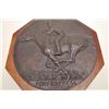 Image 1 : Original bronze on plaque of Pony Express  rider on mount. Signed “A. Philmister  Proctor”. Measures