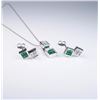 Image 1 : Fine Contemporary Emerald and Diamond Pendant  & Earring Set featuring 12 invisible set  princess cu