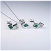 Image 2 : Fine Contemporary Emerald and Diamond Pendant  & Earring Set featuring 12 invisible set  princess cu