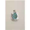 Image 2 : One beautifully designed pendant in 14k white  gold set with a 24 x 18 mm natural oval  turquoise. E