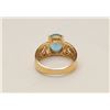 Image 5 : One Swiss blue oval topaz weighing approx 6ct  set in an ornate filigree 14k yellow gold  mounting. 