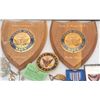 Image 4 : Lot of U.S. Naval memorabilia in large riker  case including 2 U.S.N. Pacific Theater  plaques fo Eu