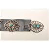 Image 1 : Early concho belt circa 1890-1900's with 8  conchos and buckle. Sand cast and all natural  nuggets. 