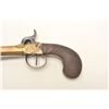 Image 2 : Belgian percussion brass barreled single shot  pistol with spring bayonet and checkered  wood grip, 
