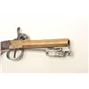 Image 6 : Belgian percussion brass barreled single shot  pistol with spring bayonet and checkered  wood grip, 