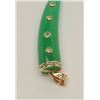 Image 3 : One beautiful green jade horn with decorative  14k yellow gold clasp and some gold rings on  the sur