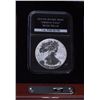 Image 5 : Lot of 5 Reverse Proof “American Eagle” 1 oz.  pure silver dollars, slabbed and contained  in a beau