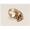 Image 3 : Heavy custom gold 18K eagle head ring with  diamonds and rubies. Estate piece. Est.:  $600-$1200