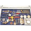 Image 3 : Bonanza lot of misc. collectible smalls in a  metal and glass showcase including pocket  watches, ho