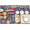 Image 5 : Bonanza lot of misc. collectible smalls in a  metal and glass showcase including pocket  watches, ho