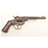 Image 4 : Pinfire DA revolver, 9mm caliber, 6” barrel,  dark patina, wood grips, S/N 1014, overall  good condi