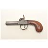 Single shot percussion pistol, .45 caliber,  2.5” octagon barrel, wood grip, S/N 20; in  overall goo
