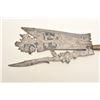 Image 2 : Silver inlaid pole axe, approximately 22”  overall with a 9.5” iron head; probably  Siamese or Indon