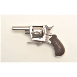 Baby rimfire folding trigger revolver, 5.5mm  caliber, 1.75” barrel, nickel finish,  checkered wood