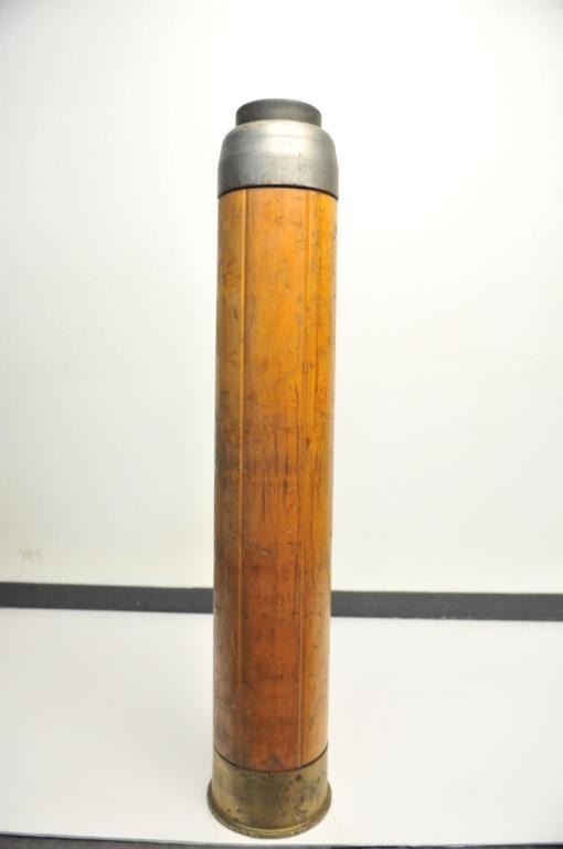 U.S. Navy wooden dummy shell, for a MK2, 8” cannon used for training ...