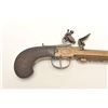 Image 6 : Flintlock brass single shot French pistol,  .54 caliber, 4.5” octagon barrel, checkered  wood grips,