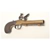 Image 7 : Flintlock brass single shot French pistol,  .54 caliber, 4.5” octagon barrel, checkered  wood grips,