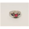 Image 1 : Antique 14kt white gold ladies ring circa  1920-40’s set with natural cabochon shaped  ruby of 1.7ct