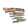 Image 3 : Lot of two World War II era bayonets.  The  first is a U.S. M1 Garand bayonet with OD  green scabbar
