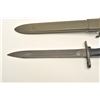 Image 9 : Lot of two World War II era bayonets.  The  first is a U.S. M1 Garand bayonet with OD  green scabbar