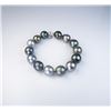 Image 1 : Tahitian Black Pearl Bracelet averaging  between 11.00 - 13.00 mm in diameter with  silver to gray o