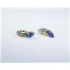 Image 3 : Nice ladies earrings set with fine Tanzanites  and channel set diamonds set in 14 karat  two-tone go
