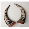 Image 2 : Finely carved buffalo horns from South East  Asia brought home by a G.I. in Vietnam era.  Est.: $100