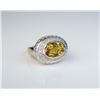 Image 2 : Bold Citrine and Diamond Ring featuring a  6.00 carat oval cut citrine circled with 20  round ‘IDEAL