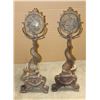 Image 1 : Pair of old iron fire place stands  (andirons); in serpents and sailing ships  motif; approximately 