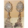 Image 2 : Pair of old iron fire place stands  (andirons); in serpents and sailing ships  motif; approximately 